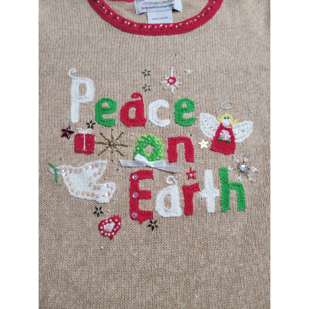 Tiara International Christmas Collection Sweater‎ Peach on Earth Women's Medium - Picture 5 of 7